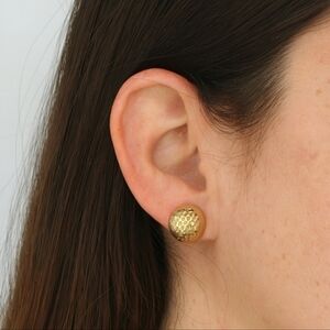 Gold Textured Dome Stud Earrings Day to Night Wear